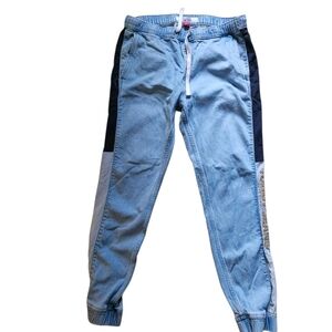 Tommy Hilfiger Tommy Jeans Mens Large Denim Jogger Logo Stripe Light Wash mj19